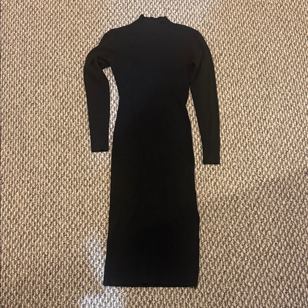 Chic Black Long Sleeve Sweater Dress